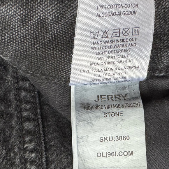 DL1961 JERRY HIGH RISE VINTAGE STRAIGHT DISTRESSED JEANS SIZE 25 STONE - Picture 11 of 12